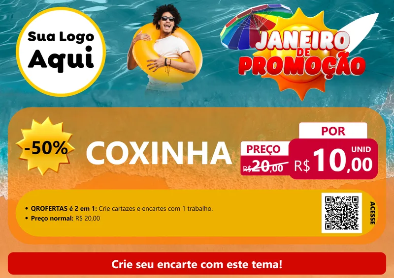 Modelo de Cartaz para Cartaz A4 Horizontal com o tema Janeiro de Promoção para Salgadaria