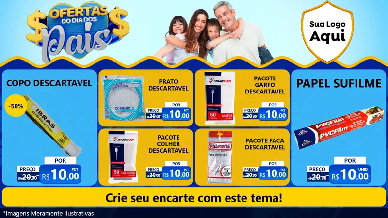 Modelo de TV para TV Horizontal com o tema Ofertas do Dia dos Pais para Embalagens