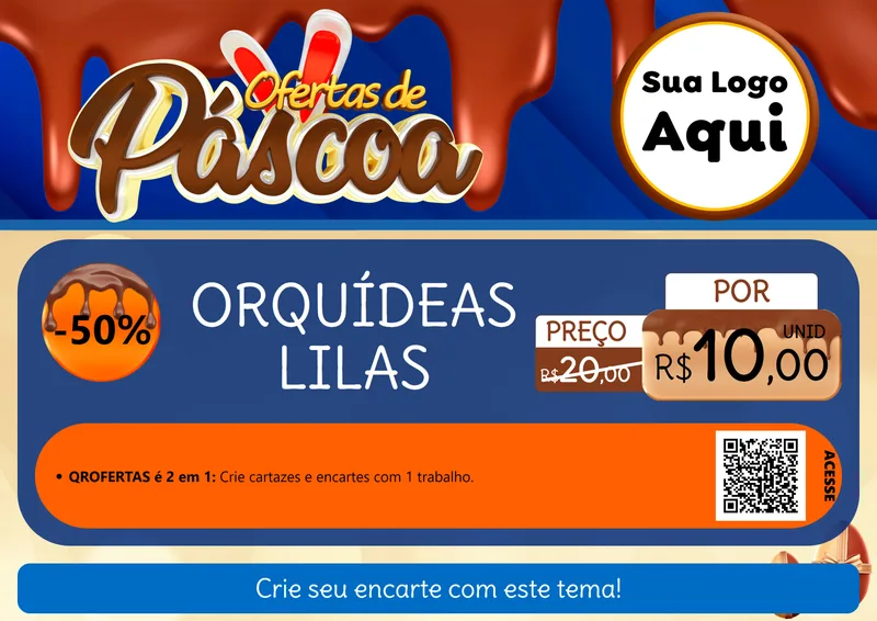 Modelo de Cartaz para Cartaz A4 Horizontal com o tema Ofertas de Páscoa para Floricultura e jardim