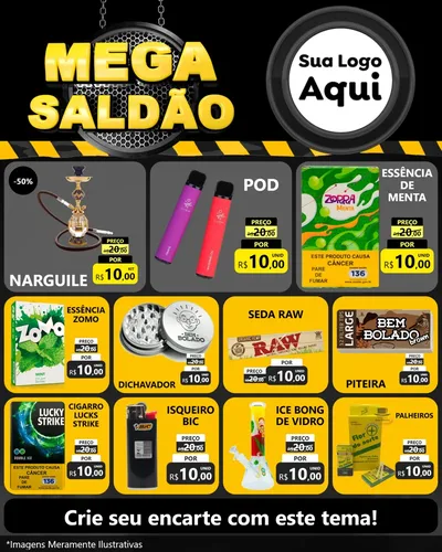 Modelo de Rede Social para Feed Instagram com o tema Mega Saldão para Tabacaria