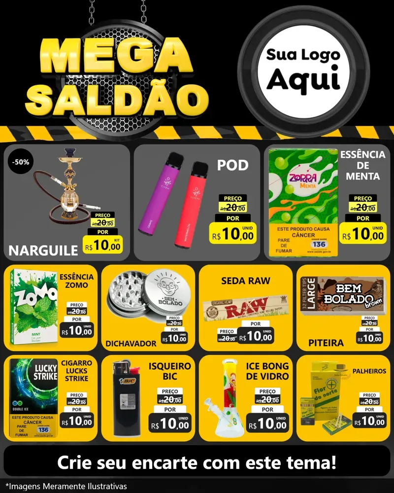 Modelo de Rede Social para Feed Instagram com o tema Mega Saldão para Tabacaria