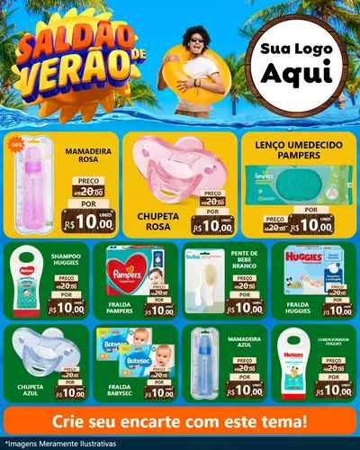 Modelo de Rede Social para Feed Instagram com o tema Saldão de Verão para Bebês