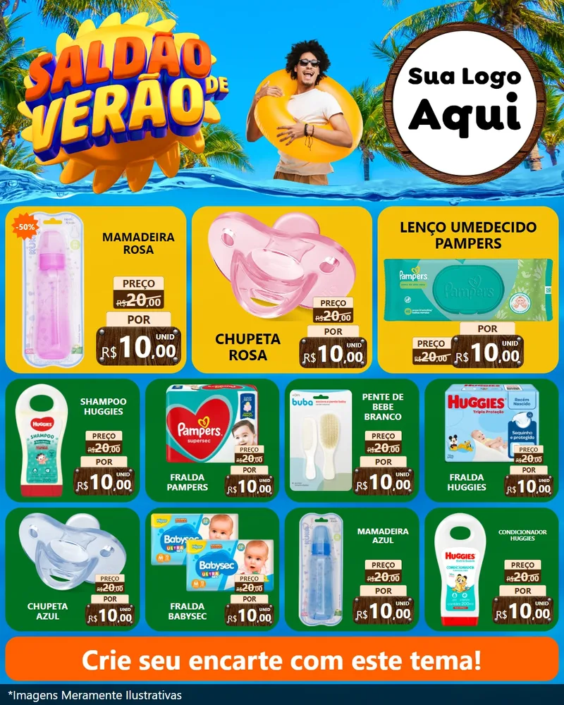 Modelo de Rede Social para Feed Instagram com o tema Saldão de Verão para Bebês