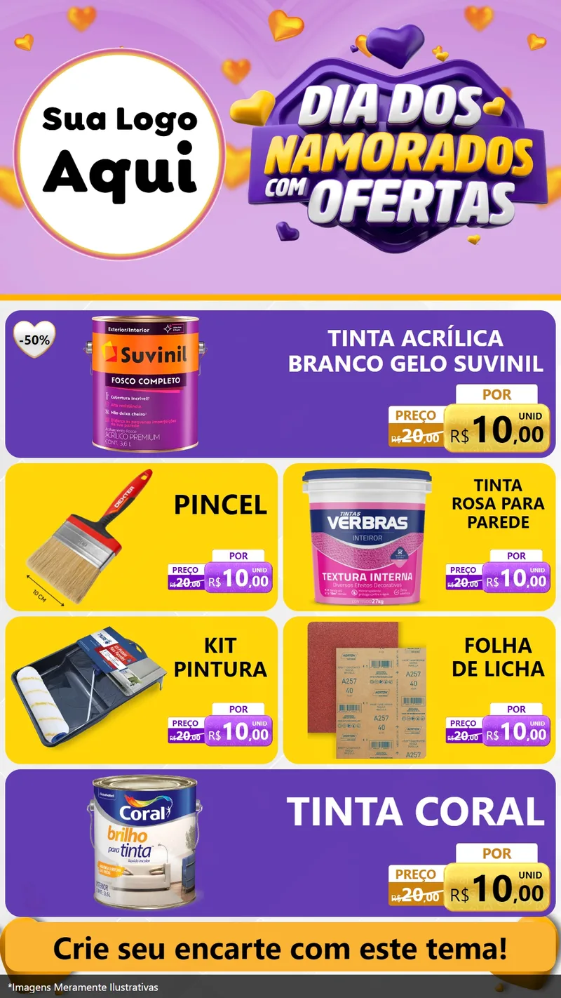 Modelo de TV para TV Vertical com o tema Dia Dos Namorados Com Ofertas para Tintas e Ferramentas
