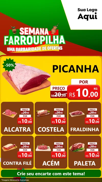 Modelo de Rede Social para Stories com o tema Semana Farroupilha - Uma Barbaridade de Ofertas para Açougue