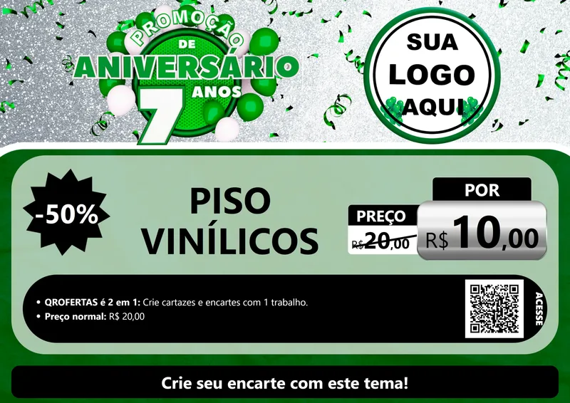 Modelo de Cartaz para Cartaz A4 Horizontal com o tema Promoção de Aniversário - 7 Anos para Material para Construção