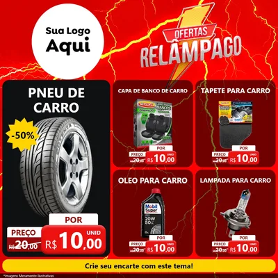 Modelo de Rede Social para Feed Facebook com o tema Ofertas Relâmpago para Auto peças