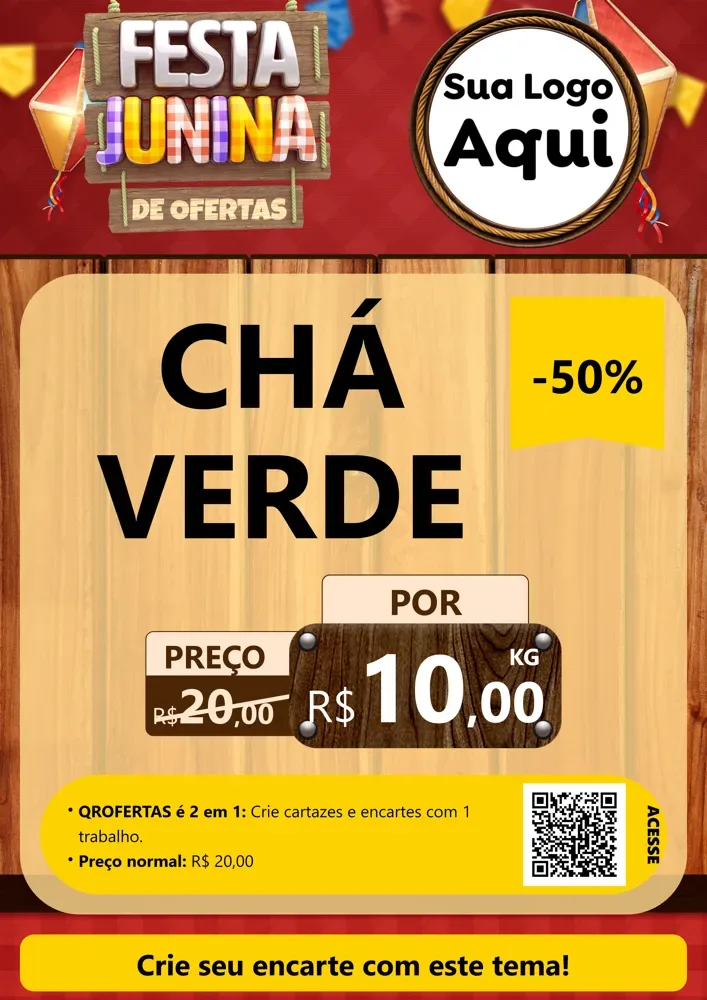 Modelo de Cartaz para Cartaz A4 Vertical com o tema Festa Junina de Ofertas para Produtos Naturais