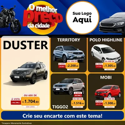 Modelo de Rede Social para Feed Facebook com o tema O Melhor Preço da Cidade - Auto e Motopeças para Concessionaria de Carros