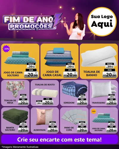 Modelo de Rede Social para Feed Instagram com o tema Fim de Ano Promoções para Cama, Mesa e Banho