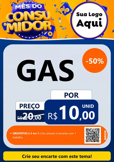Modelo de Cartaz para Cartaz A4 Vertical com o tema Mês do Consumidor para Água e gás