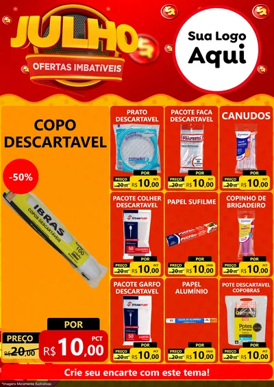 Modelo de Encarte para Encarte A4 Vertical com o tema Julho Ofertas Imbatíveis para Embalagens
