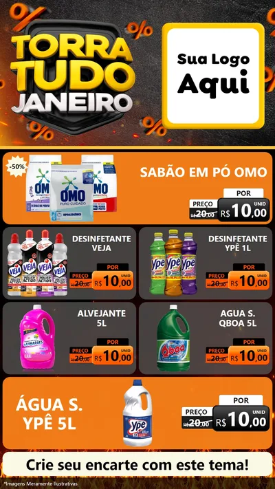 Modelo de TV para TV Vertical com o tema Torra Tudo Janeiro para Produtos de Limpeza