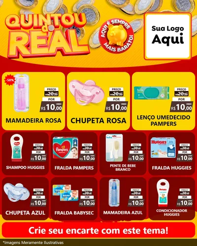 Modelo de Rede Social para Feed Instagram com o tema Quintou do Real para Bebês