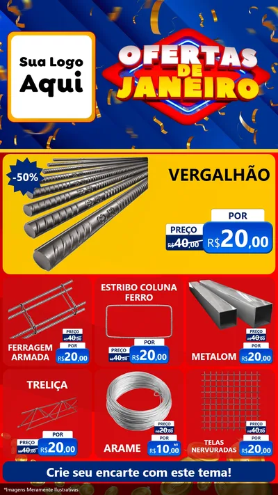 Modelo de Rede Social para Stories com o tema Ofertas de Janeiro para Ferragens
