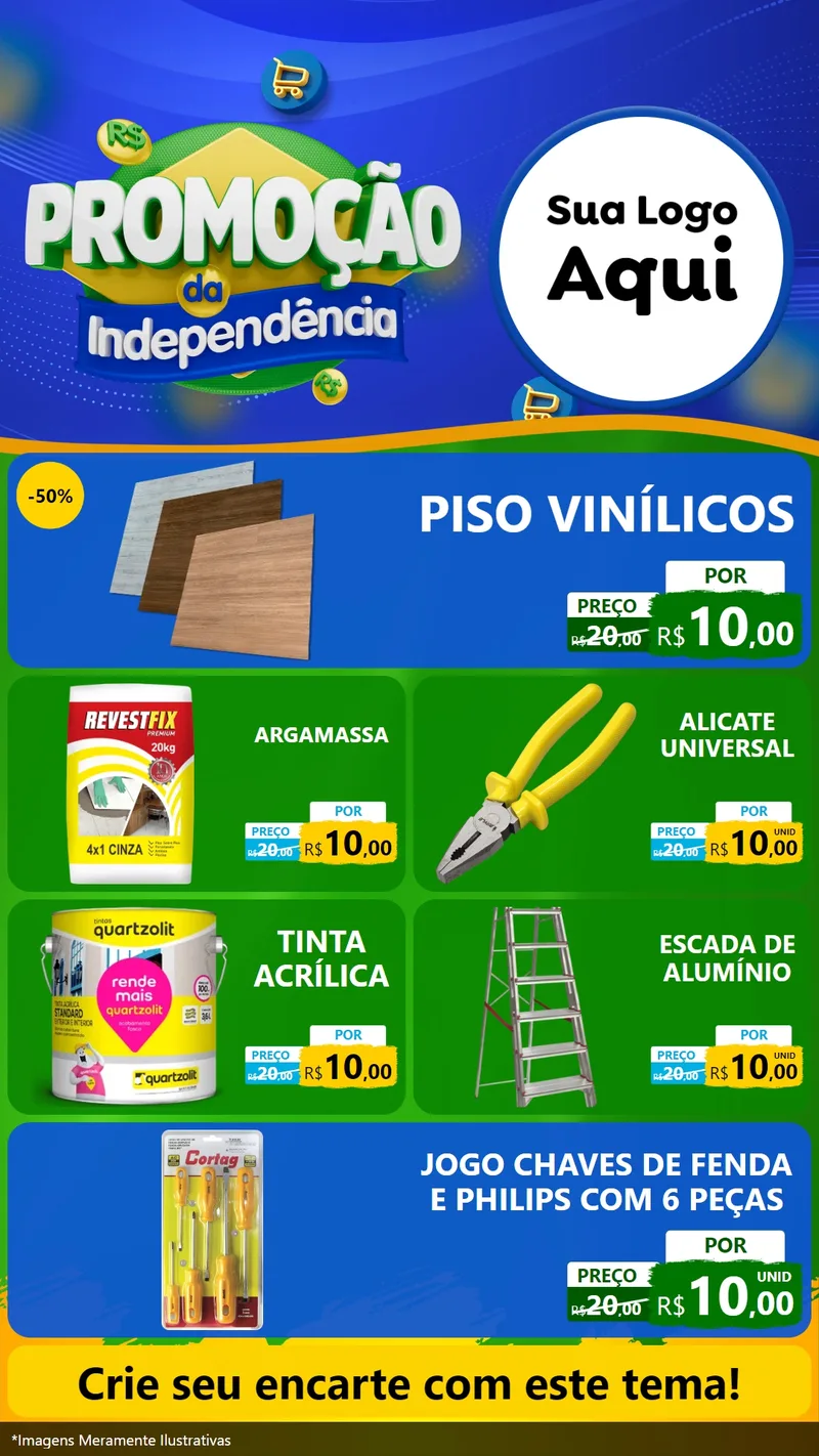 Modelo de TV para TV Vertical com o tema Promoção da Independência para Material para Construção