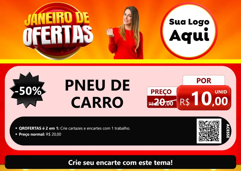 Modelo de Cartaz para Cartaz A4 Horizontal com o tema Janeiro de Ofertas para Auto peças