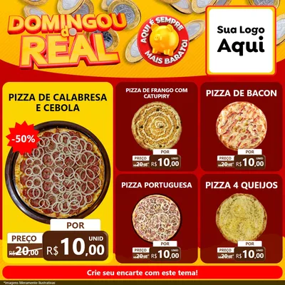 Modelo de Rede Social para Feed Facebook com o tema Domingou do Real para Pizzaria