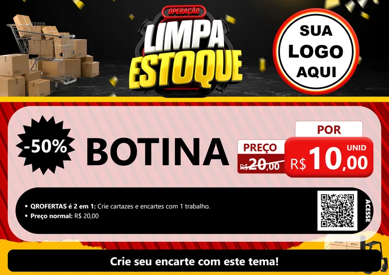 Modelo de Cartaz para Cartaz A4 Horizontal com o tema Operação Limpa Estoque para Agropecuária