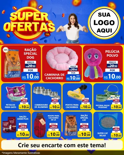 Modelo de Rede Social para Feed Instagram com o tema Super Ofertas para Pet Shop