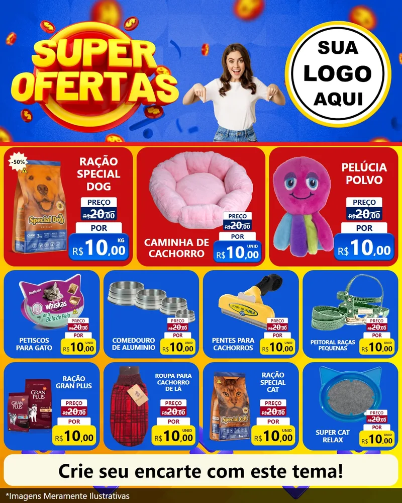 Modelo de Rede Social para Feed Instagram com o tema Super Ofertas para Pet Shop