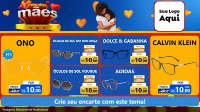 Modelo de TV para TV Horizontal com o tema Mês das Mães para Óticas