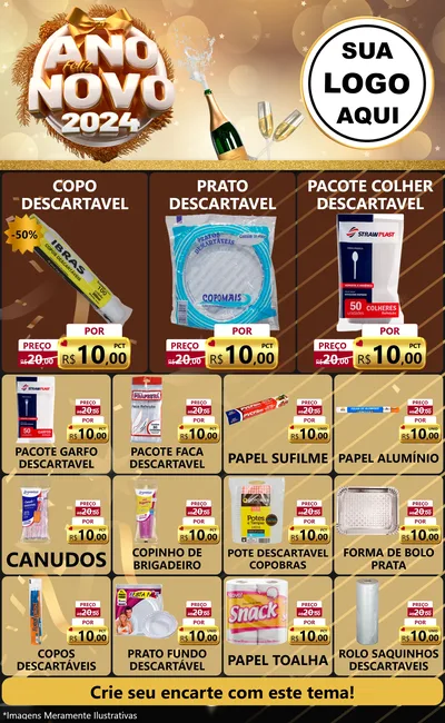Modelo de Encarte para Encarte Grande com o tema Feliz Ano Novo 2027 para Embalagens