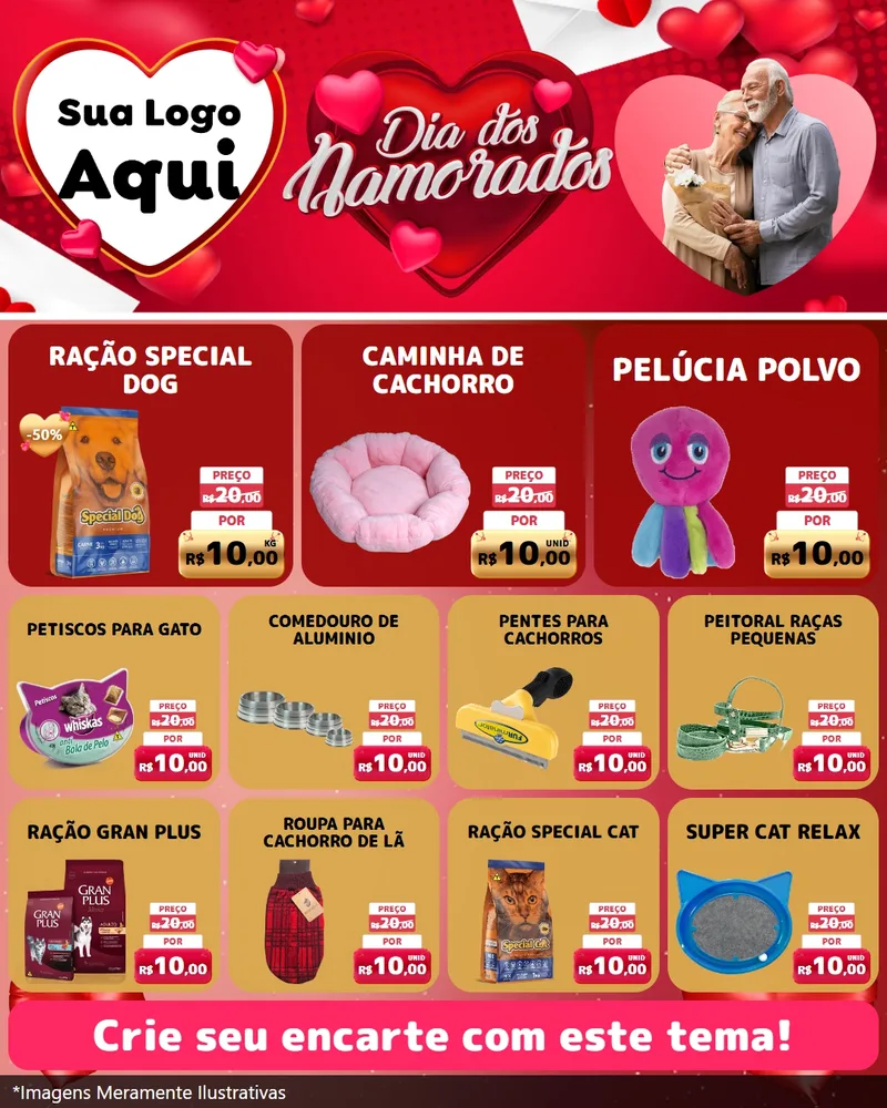 Modelo de Rede Social para Feed Instagram com o tema Dia Dos Namorados para Pet Shop