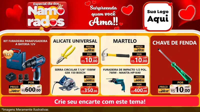 Modelo de TV para TV Horizontal com o tema Especial Dia dos Namorados para Maquinas e Ferramentas