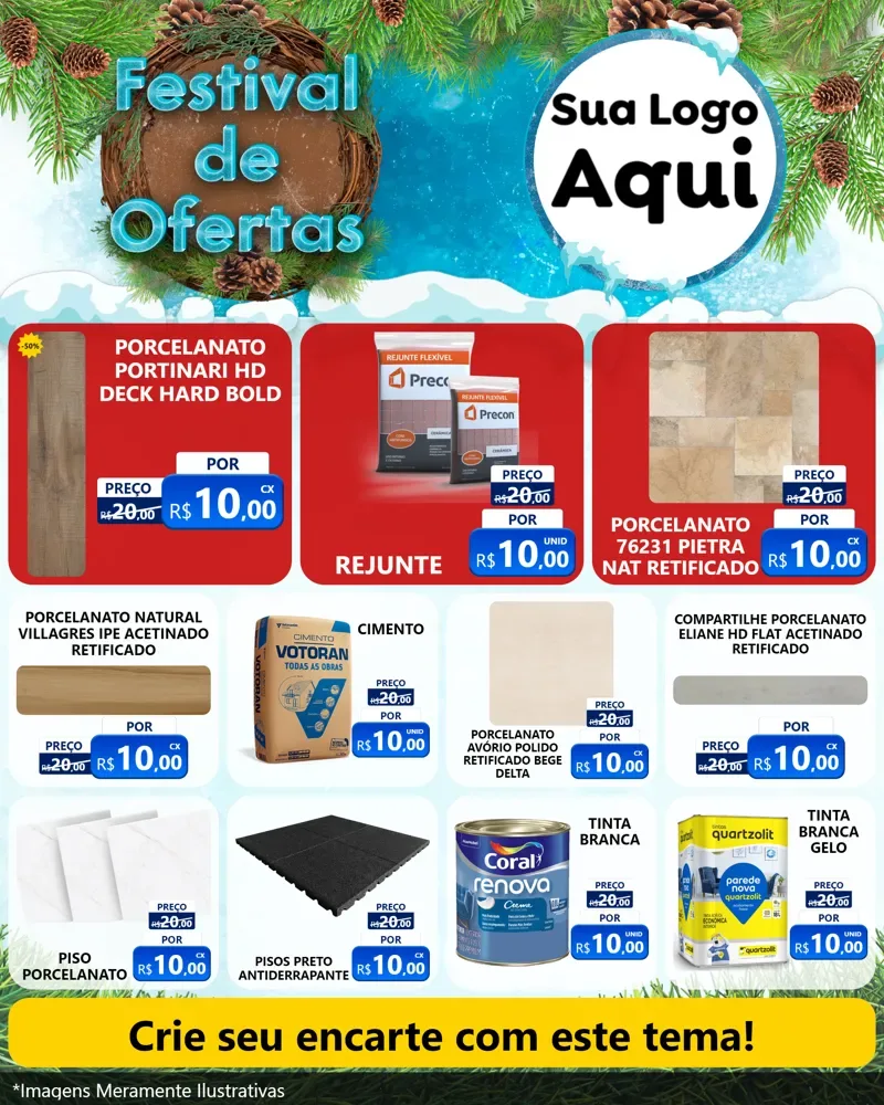 Modelo de Rede Social para Feed Instagram com o tema Festival de Ofertas - Inverno para Pisos e revestimentos
