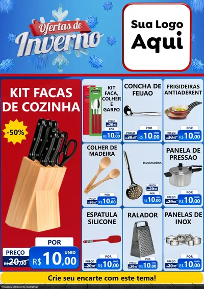 Modelo de Encarte para Encarte A4 Vertical com o tema Ofertas de Inverno para Utilidades Domésticas