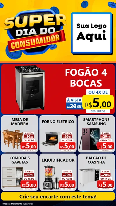 Modelo de Rede Social para Stories com o tema Super Dia do Consumidor para Móveis e Eletro
