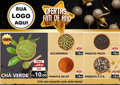 Modelo de Encarte para Encarte A4 Horizontal com o tema Ofertas de Fim de Ano para Produtos Naturais