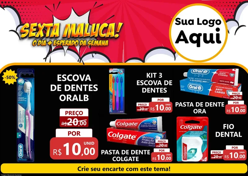 Modelo de Encarte para Encarte A4 Horizontal com o tema Sexta Maluca! para Higiene Pessoal