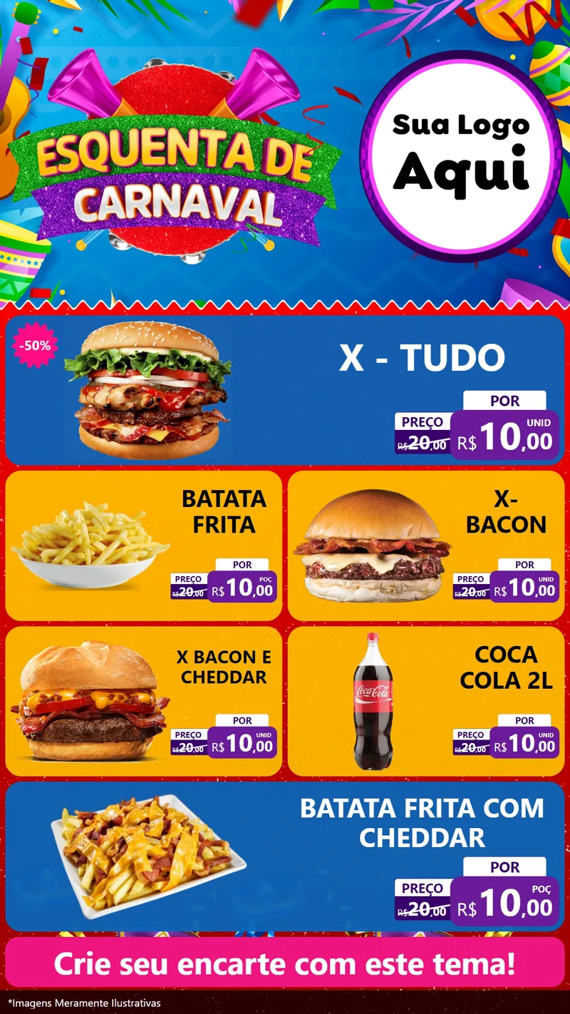 Modelo de TV para TV Vertical com o tema Esquenta de Carnaval para Hamburgueria