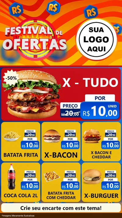 Modelo de Rede Social para Stories com o tema Festival de Ofertas para Hamburgueria