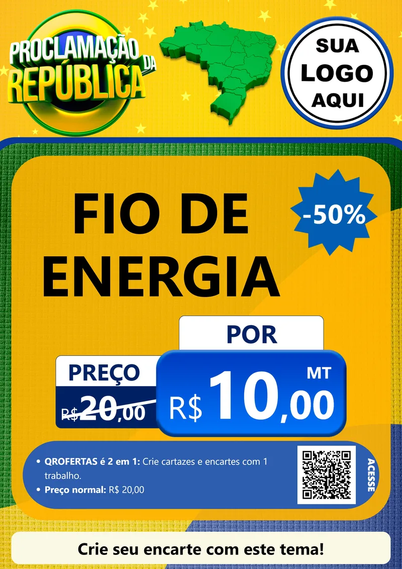 Modelo de Cartaz para Cartaz A4 Vertical com o tema Proclamação da República para Materiais Elétricos