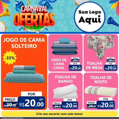 Modelo de Rede Social para Feed Facebook com o tema Carnaval de Ofertas para Cama, Mesa e Banho