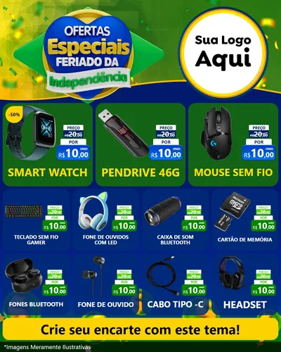 Modelo de Rede Social para Feed Instagram com o tema Ofertas Especiais Feriado da Independência para Informática