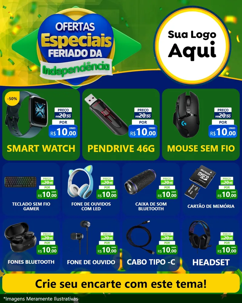 Modelo de Rede Social para Feed Instagram com o tema Ofertas Especiais Feriado da Independência para Informática