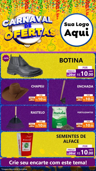 Modelo de TV para TV Vertical com o tema Carnaval de Ofertas para Agropecuária