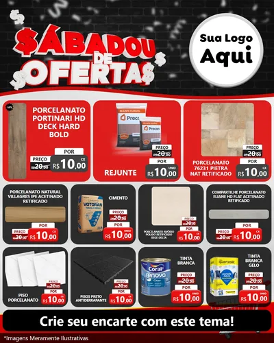 Modelo de Rede Social para Feed Instagram com o tema Sabadou de Ofertas para Pisos e revestimentos