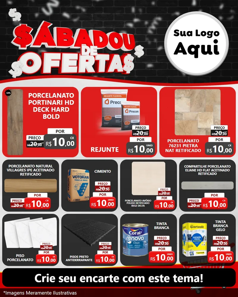 Modelo de Rede Social para Feed Instagram com o tema Sabadou de Ofertas para Pisos e revestimentos
