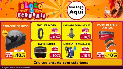 Modelo de TV para TV Horizontal com o tema Bloco da Economia para Moto peças