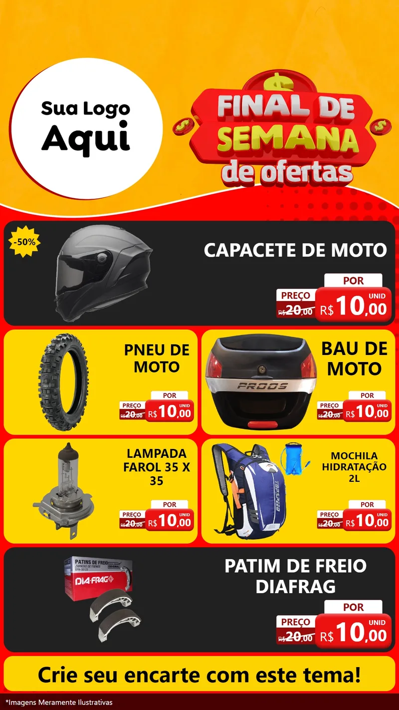 Modelo de TV para TV Vertical com o tema Final de Semana de Ofertas para Moto peças