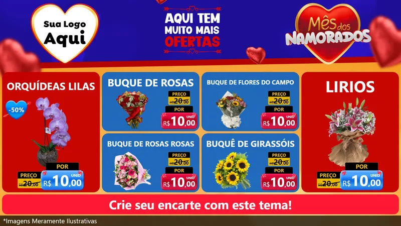Modelo de TV para TV Horizontal com o tema Mês dos Namorados para Floricultura e jardim