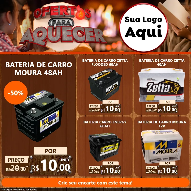 Modelo de Rede Social para Feed Facebook com o tema Ofertas Para Aquecer para Baterias Elétricas