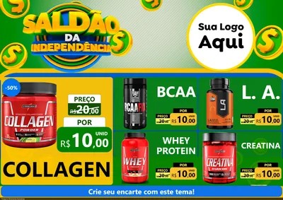 Modelo de Encarte para Encarte A4 Horizontal com o tema Saldão da Indepêndencia para Suplementos alimentares