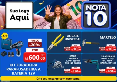 Modelo de Encarte para Encarte A4 Horizontal com o tema Nota 10 para Maquinas e Ferramentas