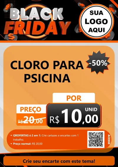 Modelo de Cartaz para Cartaz A4 Vertical com o tema Black Friday para Produtos para Piscina